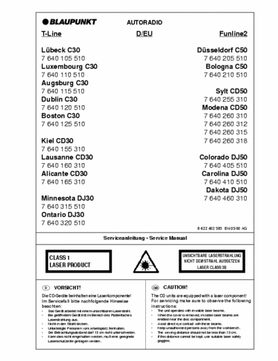 Blaupunkt c30, cd30,dj30,c50,cd50, dj50 autoradio